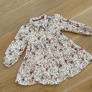 Happily Grey toddler girl adorable micro corduroy woodland print dress